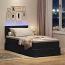 LED opbevarings seng med madras Sort 90 x 190 cm Stof