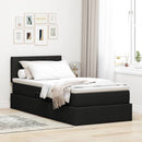 LED opbevarings seng med madras Sort 90 x 190 cm Stof
