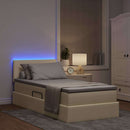 LED opbevarings seng med madras Creme 90 x 190 cm Stof