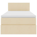 LED opbevarings seng med madras Creme 90 x 200 cm Stof
