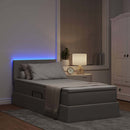 LED opbevarings seng med madras Gråbrun 100 x 200 cm Stof