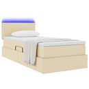 LED opbevarings seng med madras Creme 100 x 200 cm Stof