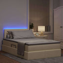 LED opbevarings seng med madras Cremefarvet 120 x 190 cm Stof