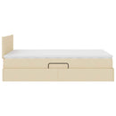 LED opbevarings seng med madras Creme 120 x 200 cm Stof