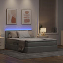 LED opbevarings seng med madras Lysegrå 140 x 190 cm Stof