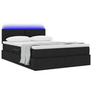 LED opbevarings seng med madras Sort 140 x 190 cm Stof