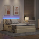 LED opbevarings seng med madras Creme 140 x 200 cm Stof