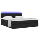LED opbevarings seng med madras Sort 180 x 200 cm Stof