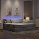 LED opbevarings seng med madras Gråbrun 180 x 200 cm Stof