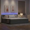 LED opbevarings seng med madras Lysegrå 200 x 200 cm Stof