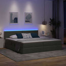 LED opbevarings seng med madras Mørkegrå 200 x 200 cm Stof
