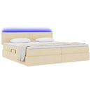 LED opbevarings seng med madras Creme 200 x 200 cm Stof
