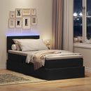 LED opbevarings seng med madras Sort 90 x 190 cm Stof