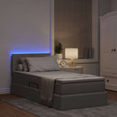 LED opbevarings seng med madras Gråbrun 90 x 190 cm Stof