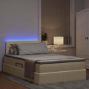 LED opbevarings seng med madras Cremefarvet 120 x 190 cm Stof