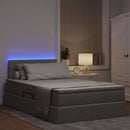 LED opbevarings seng med madras Gråbrun 120 x 200 cm Stof