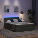 LED opbevarings seng med madras Mørkegrå 140 x 190 cm Stof