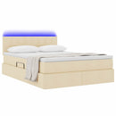 LED opbevarings seng med madras Creme 140 x 190 cm Stof