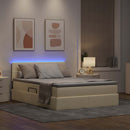 LED opbevarings seng med madras Creme 140 x 200 cm Stof