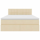 LED opbevarings seng med madras Creme 140 x 200 cm Stof