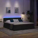 LED opbevarings seng med madras Sort 160 x 200 cm Stof