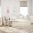 LED opbevarings seng med madras Creme 180 x 200 cm Stof
