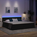 LED opbevarings seng med madras Sort 200 x 200 cm Stof