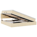 LED opbevarings seng med madras Creme 200 x 200 cm Stof