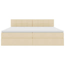 LED opbevarings seng med madras Creme 200 x 200 cm Stof