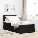 LED opbevarings seng med madras Sort 90 x 190 cm Stof