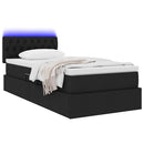 LED opbevarings seng med madras Sort 90 x 190 cm Stof