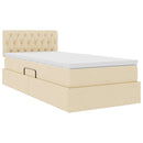 LED opbevarings seng med madras Creme 90 x 190 cm Stof
