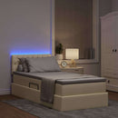LED opbevarings seng med madras Creme 90 x 200 cm Stof