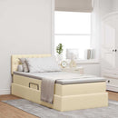 LED opbevarings seng med madras Creme 90 x 200 cm Stof