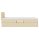 LED opbevarings seng med madras Creme 90 x 200 cm Stof