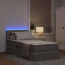 LED opbevarings seng med madras Gråbrun 100 x 200 cm Stof
