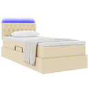 LED opbevarings seng med madras Creme 100 x 200 cm Stof