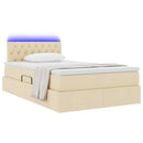 LED opbevarings seng med madras Creme 120 x 200 cm Stof