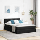 LED opbevarings seng med madras Sort 140 x 190 cm Stof