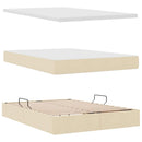 LED opbevarings seng med madras Creme 140 x 190 cm Stof