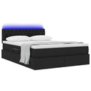 LED opbevarings seng med madras Sort 140 x 200 cm Stof