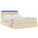 LED opbevarings seng med madras Creme 140 x 200 cm Stof