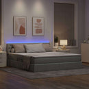 LED opbevarings seng med madras Lysegrå 180 x 200 cm Stof