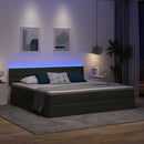 LED opbevarings seng med madras Mørkegrå 200 x 200 cm Stof