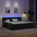 LED opbevarings seng med madras Sort 200 x 200 cm Stof