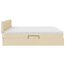 LED opbevarings seng med madras Creme 200 x 200 cm Stof