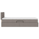 LED opbevarings seng med madras Gråbrun 90 x 200 cm Stof