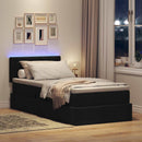 LED opbevarings seng med madras Sort 100 x 200 cm Stof