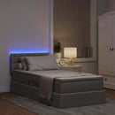 LED opbevarings seng med madras Gråbrun 100 x 200 cm Stof
