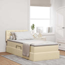 LED opbevarings seng med madras Creme 100 x 200 cm Stof